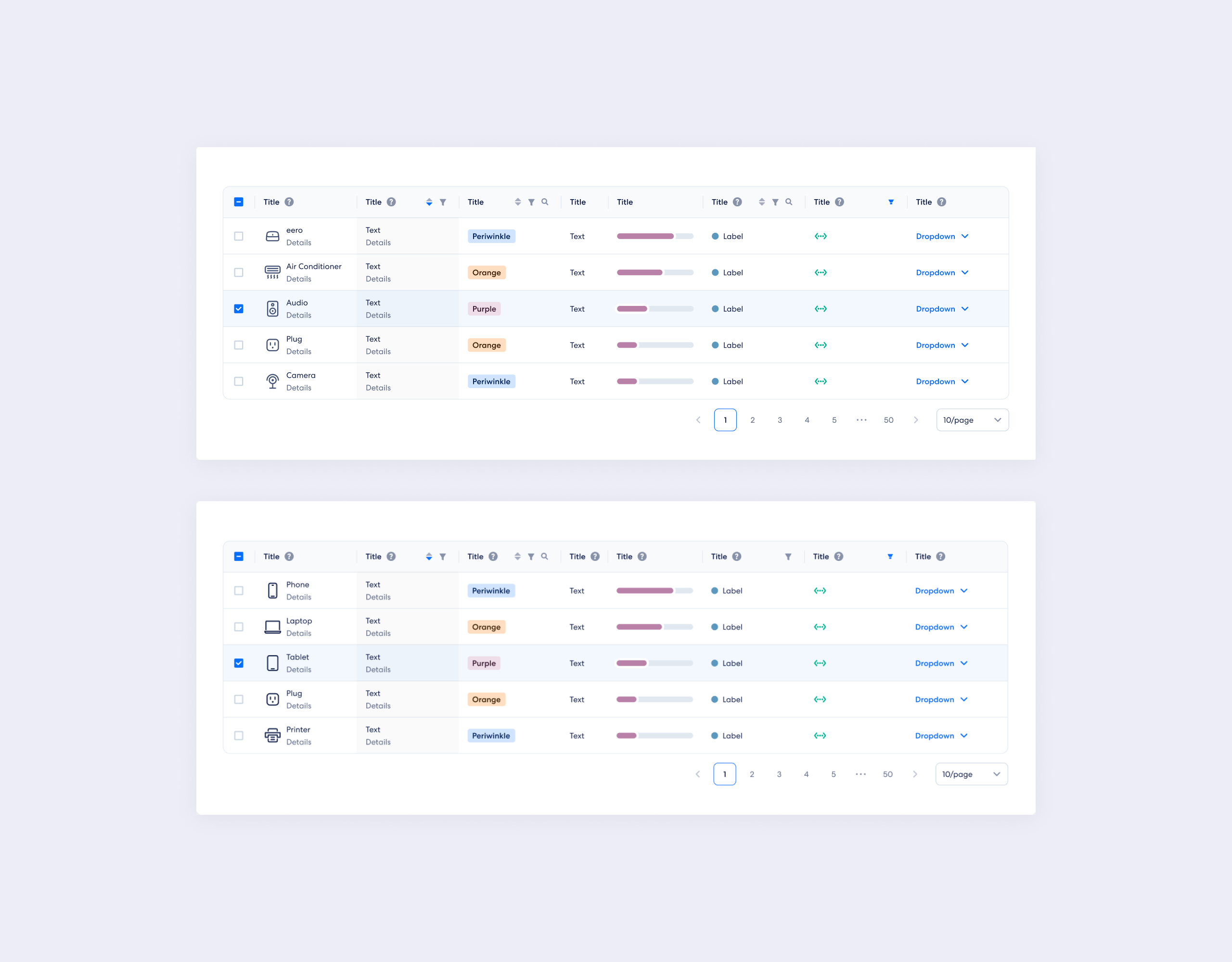 icons examples in a table view